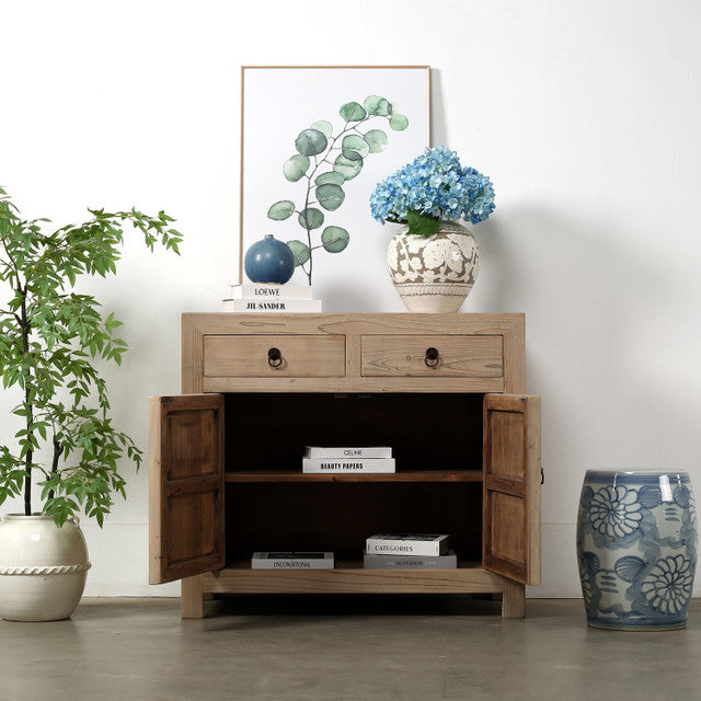 Indio Elm Wood Two Drawer Console Table Grand Natural | By Luxe B Co.