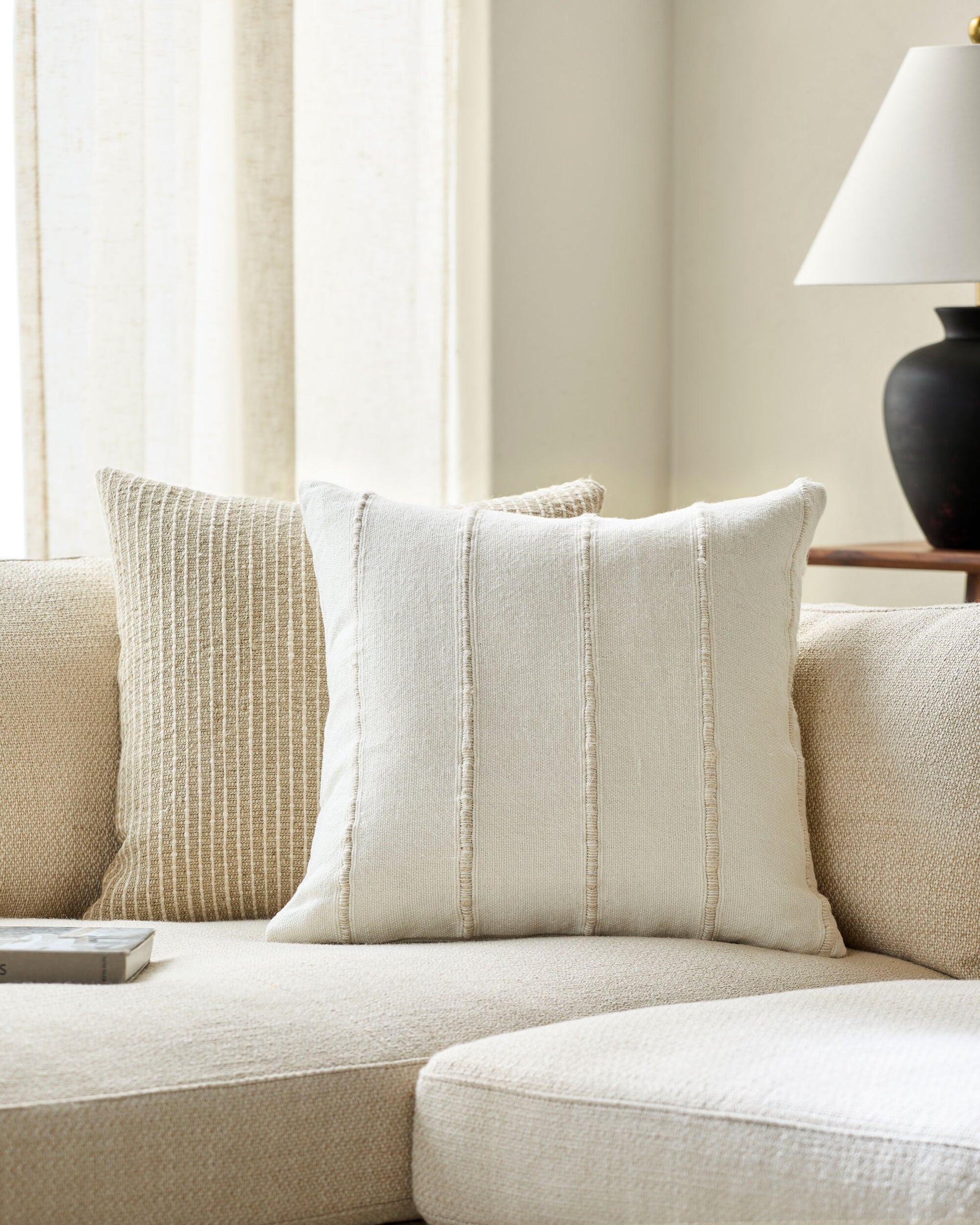 Ivory Sketched Lines Pillow | By Luxe B Co.