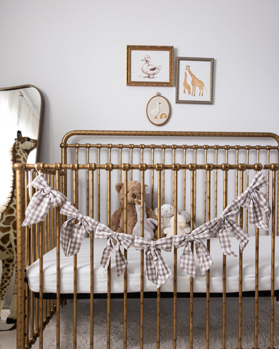 Beige Gingham Fabric Bows Garland - Luxe B Co