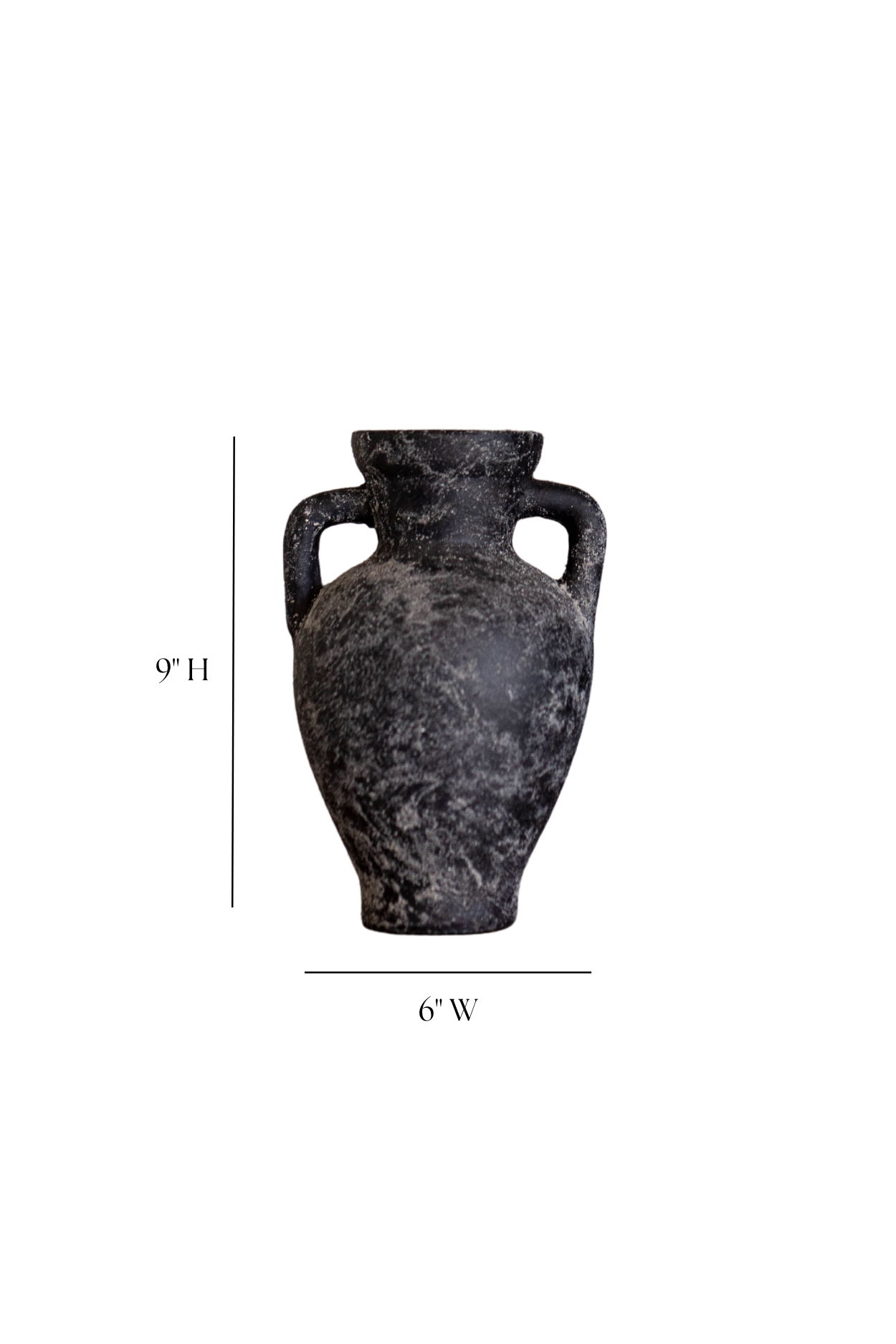 Lesbos Black Urn Vase With Handle