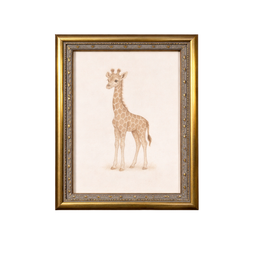 Antique-inspired brass mould framed art by Little Giraffe featuring intricate design and elegant craftsmanship.