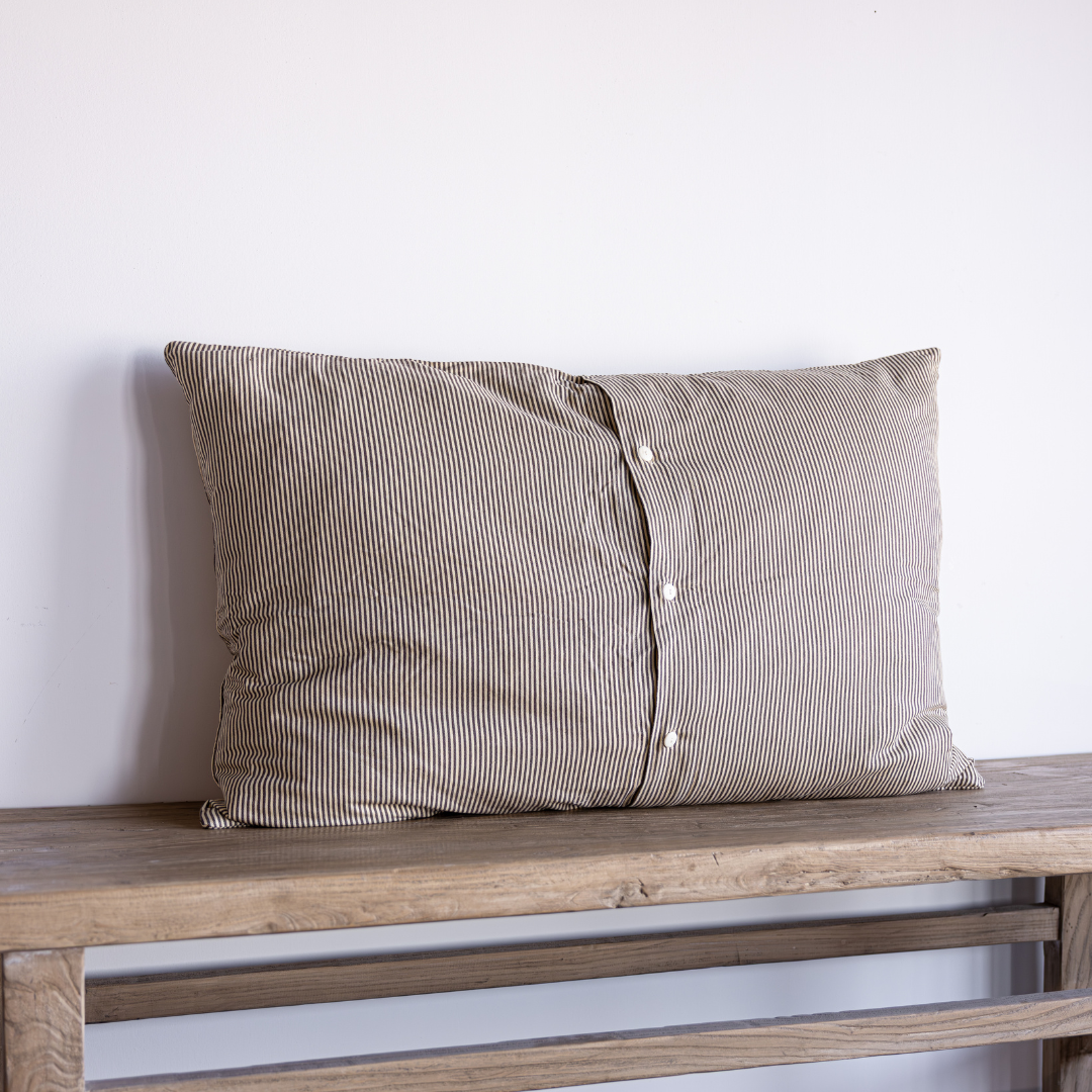 Pinstriped Brown Striped Quilted King Pillow | By Luxe B Co. 