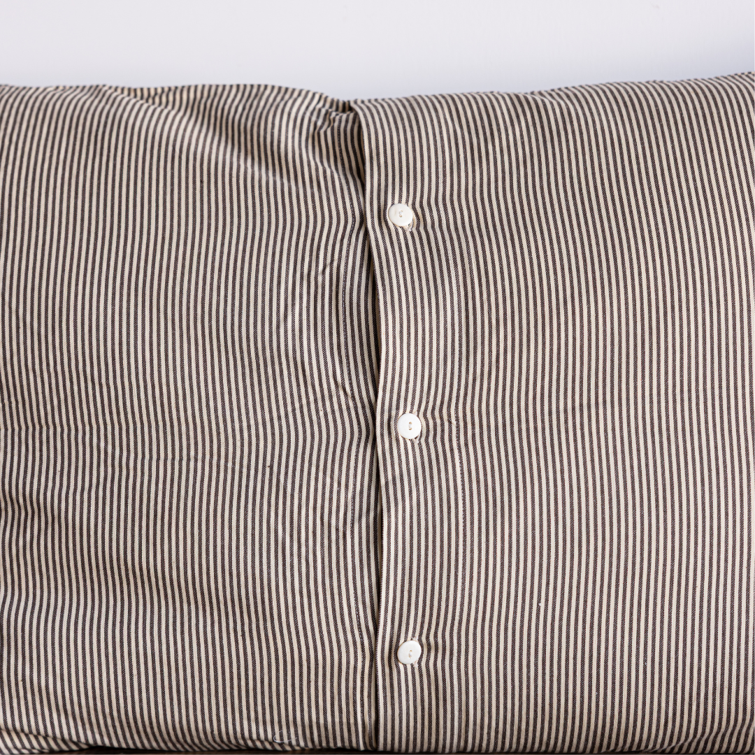 Pinstriped Brown Striped Quilted King Pillow | By Luxe B Co. 