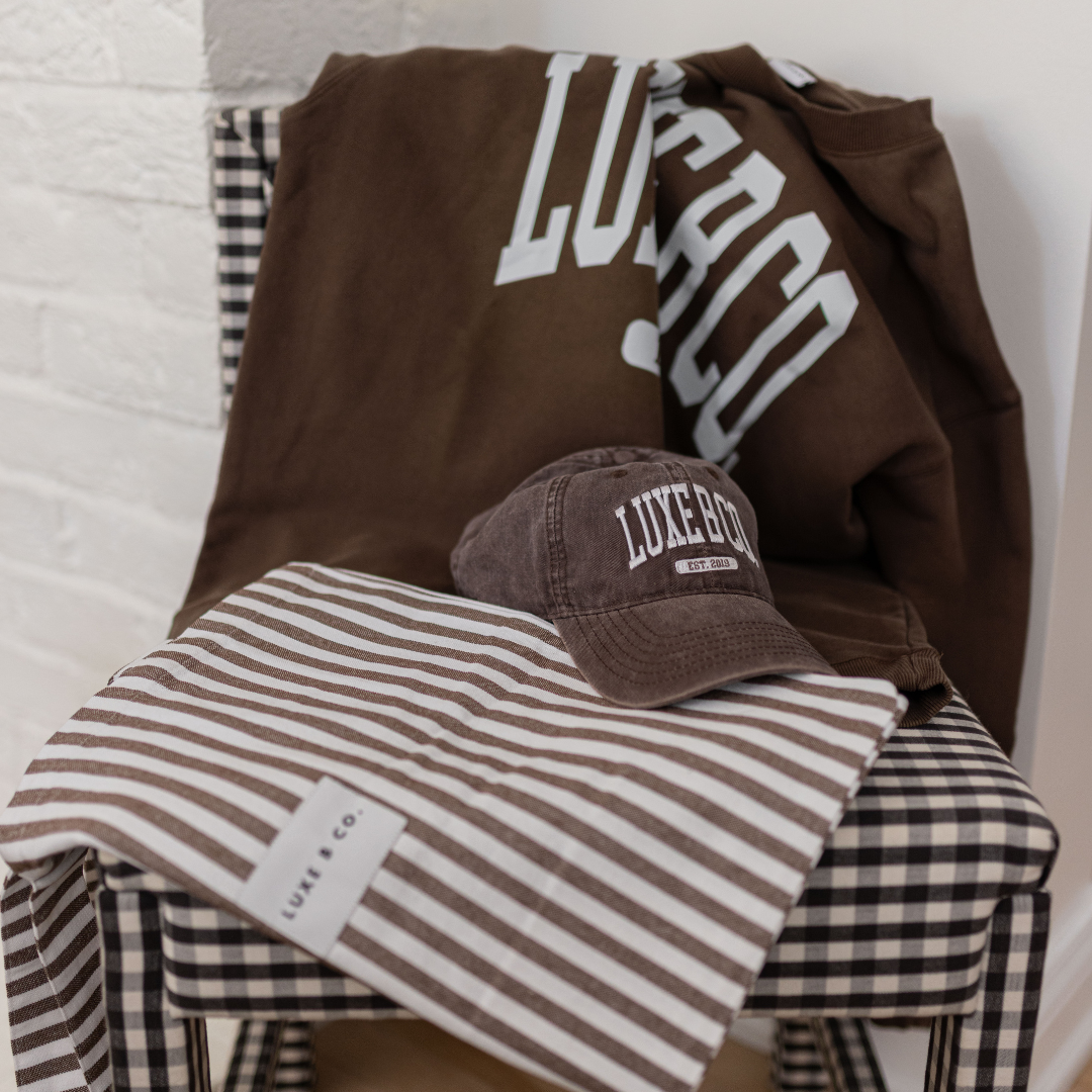 Luxe B Co. brown baseball cap, stylish casual hat with curved brim and adjustable strap, crafted by Luxe B Co.