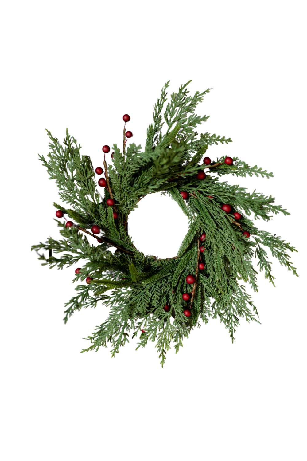 Red Plum Berry Norfolk Cypress Real Touch Wreath - 14" - Luxe B Co