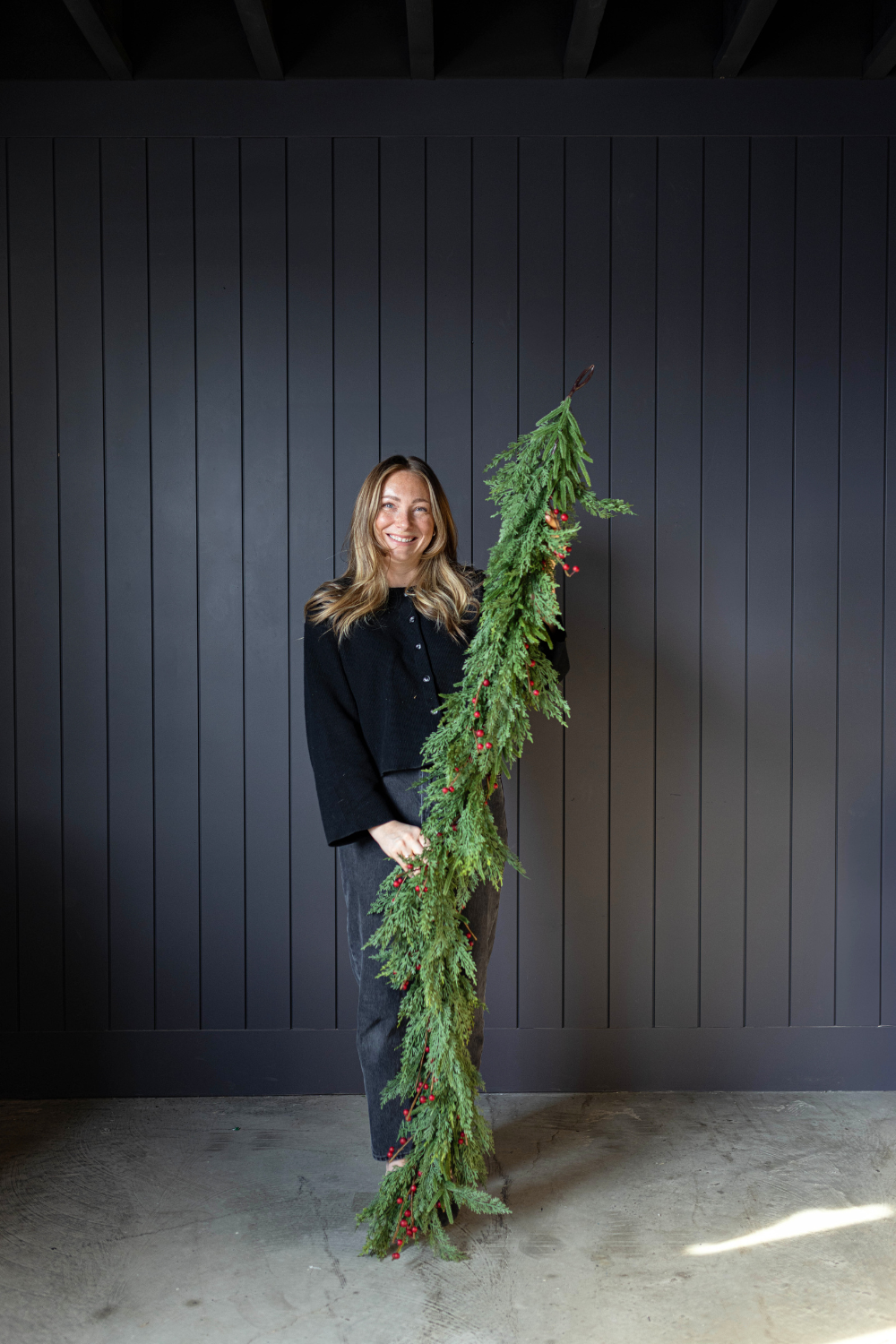 Red Plum Berry Norfolk Cypress Real Touch Garland - 6 Ft - Luxe B Co