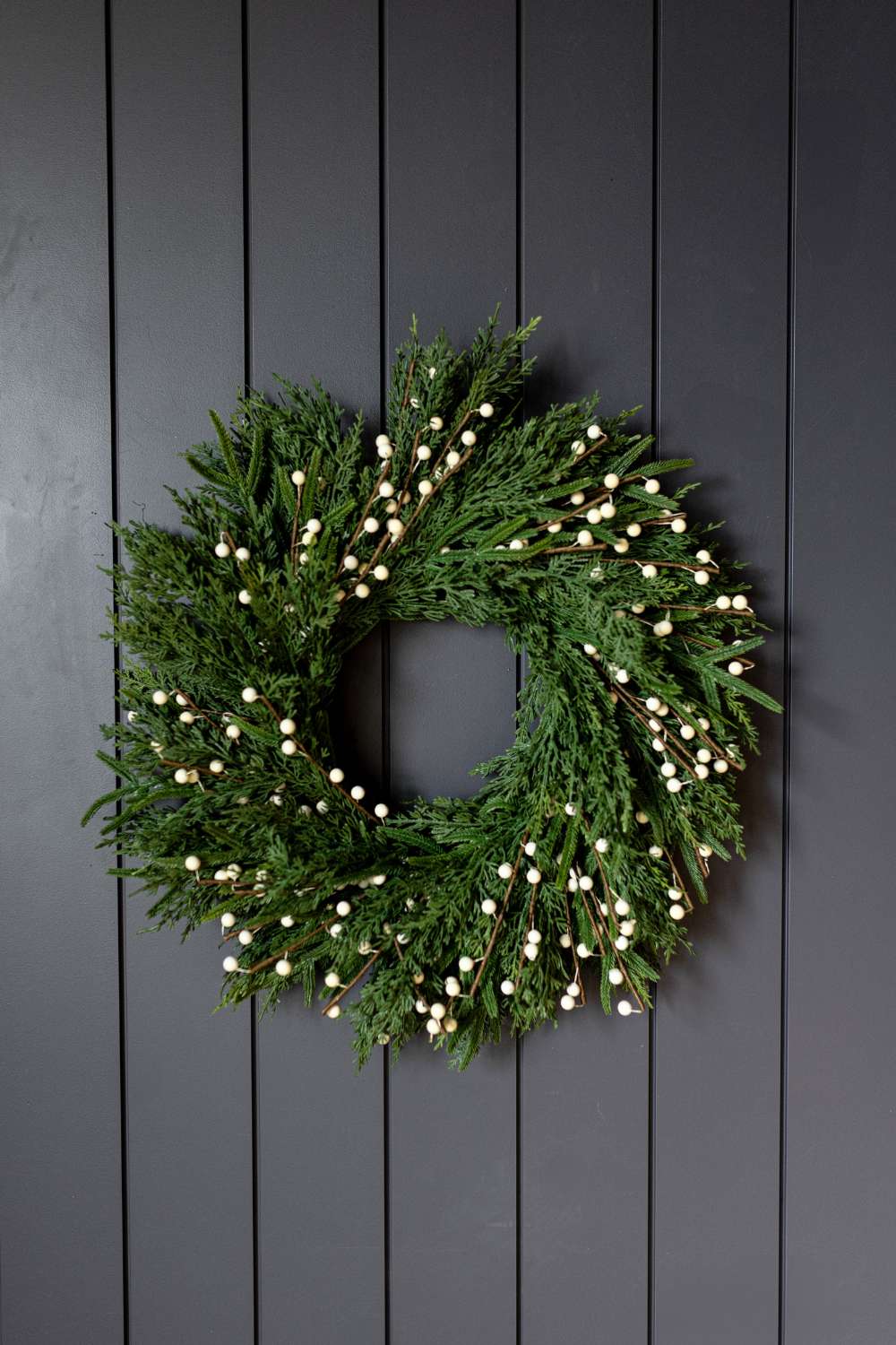 White Plum Berry Norfolk Cypress Real Touch Wreath - 24" - Luxe B Co