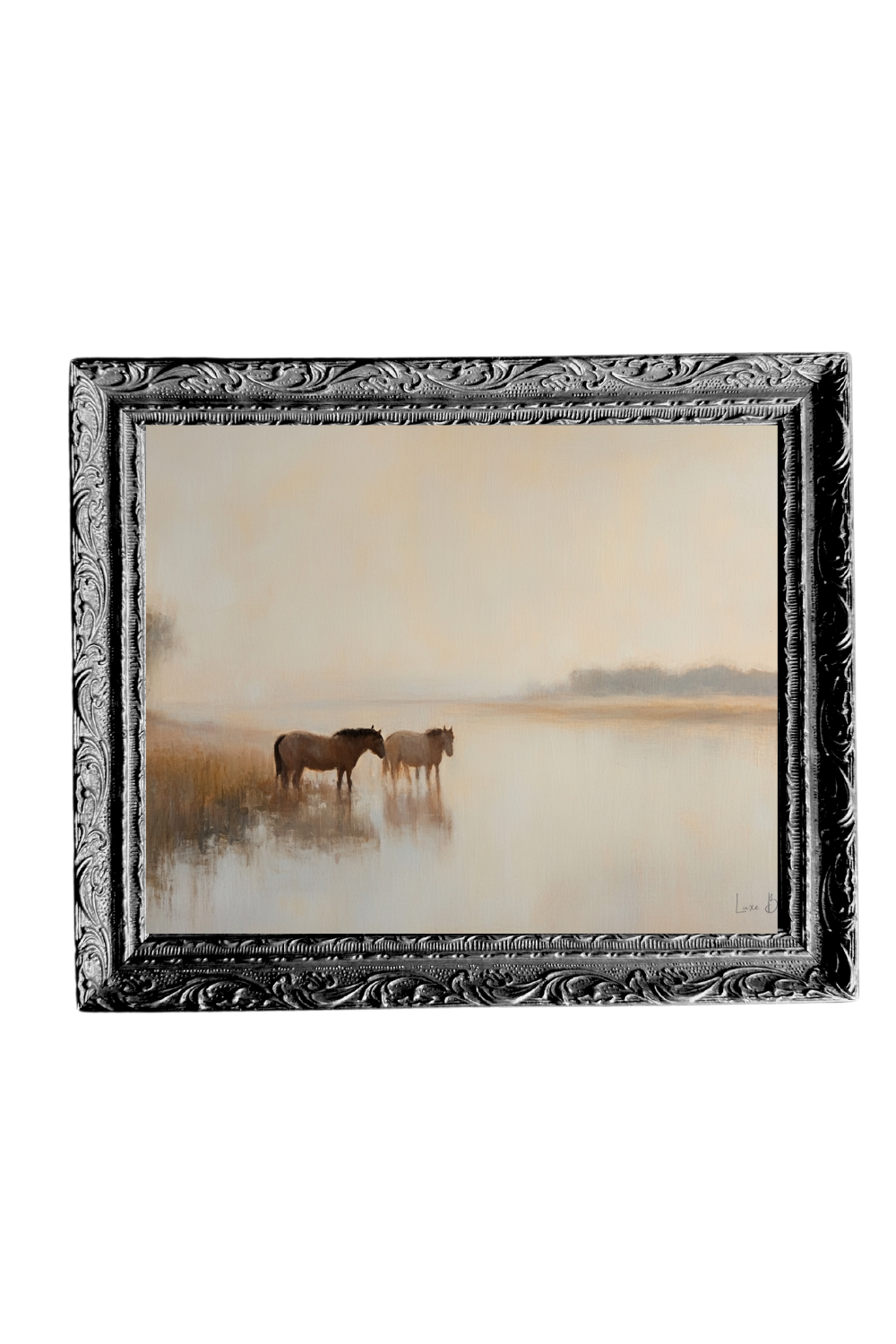 Horse By The River | French Black Mould Framed Art