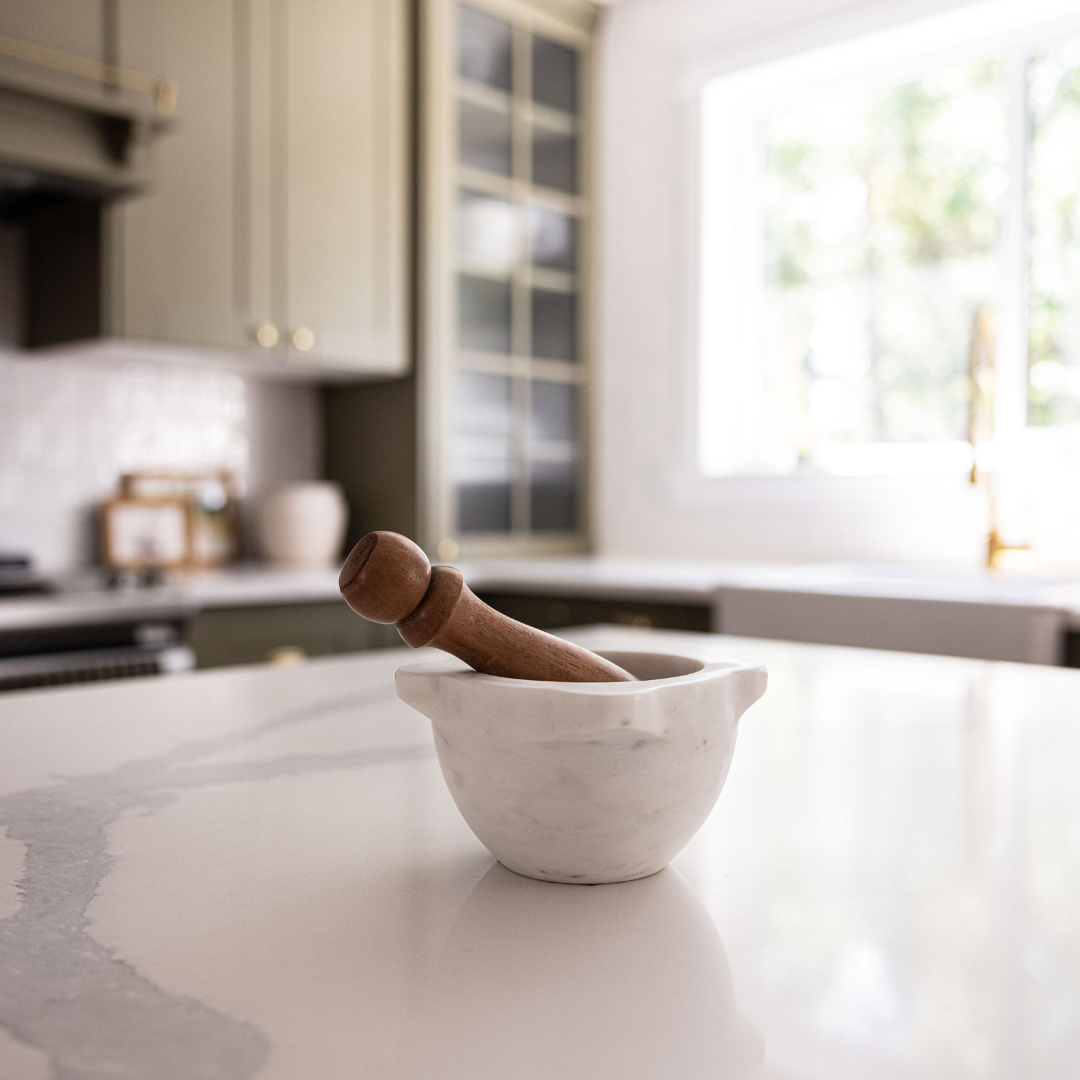 Marble Mortar With Wood Pestle | By Luxe B Co.