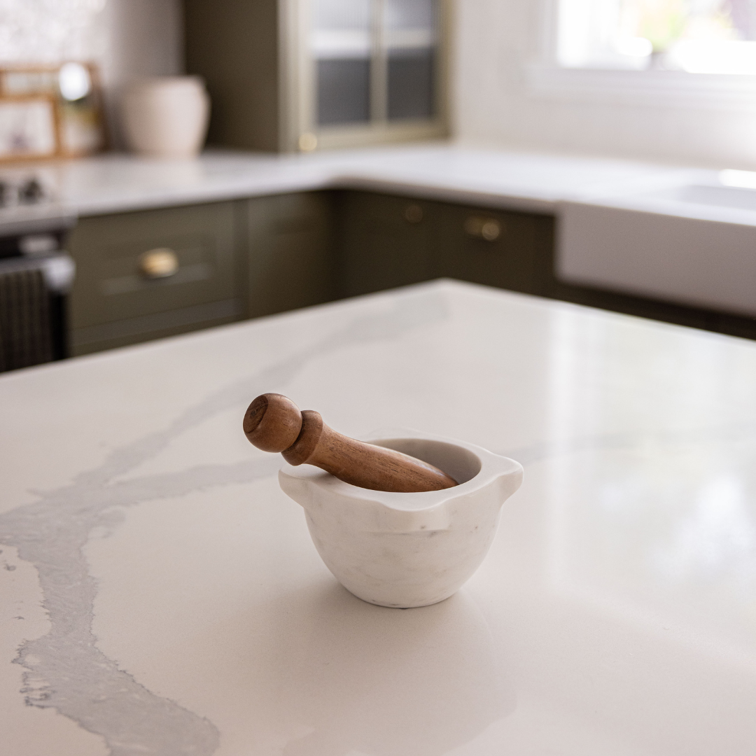 Marble Mortar With Wood Pestle | By Luxe B Co.