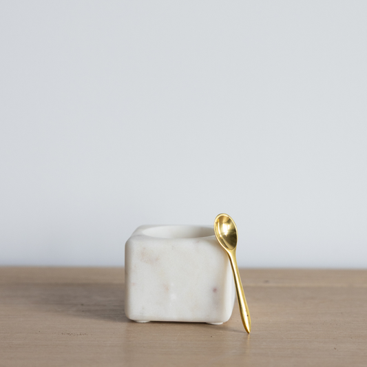 Marble Pinch Pot & Brass Spoon | By Luxe B Co.