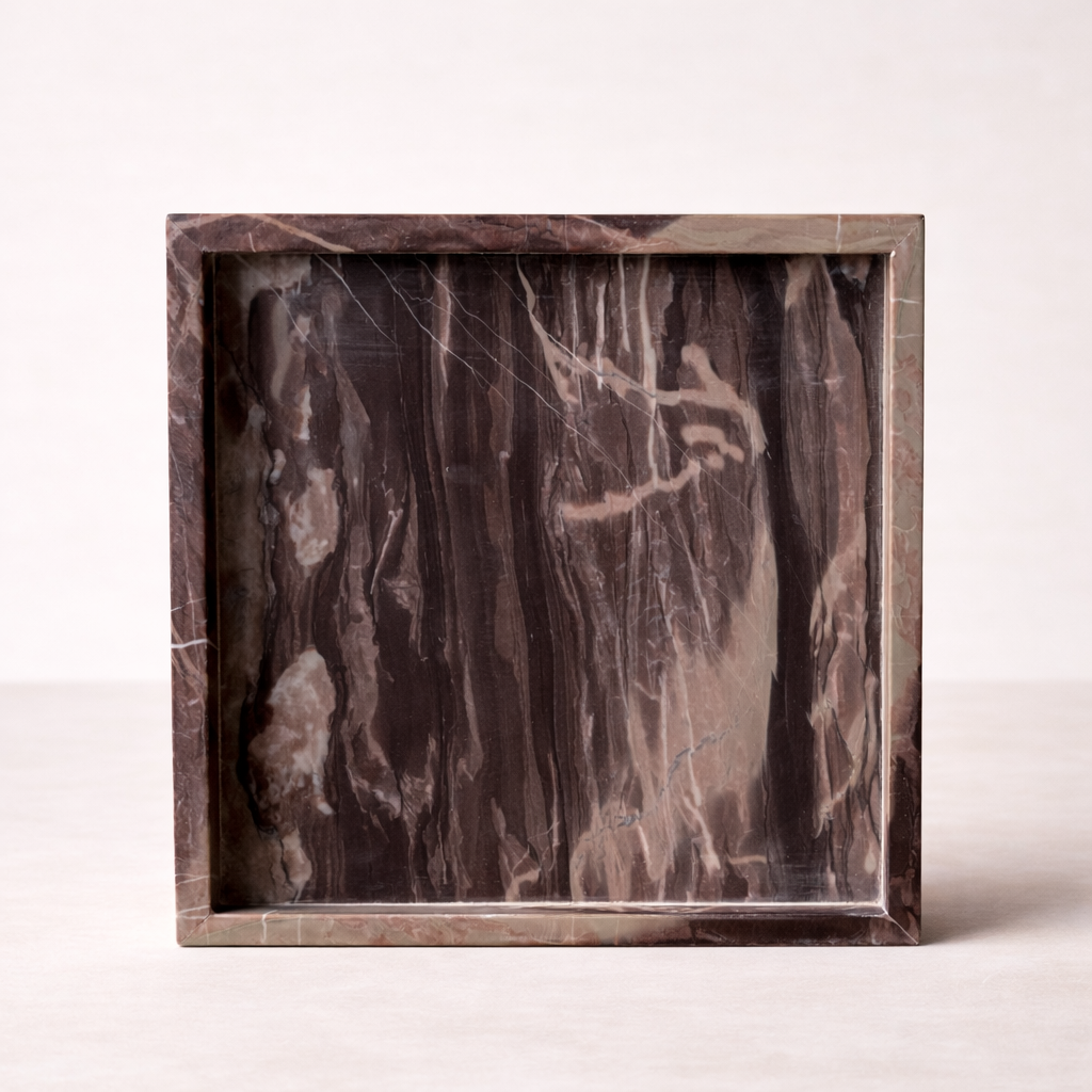 Maroon Marble Square Marble Tray | By Luxe B Co.
