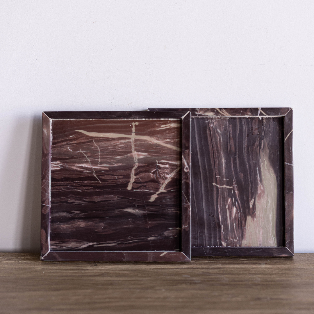 Maroon Marble Square Marble Tray | By Luxe B Co. 