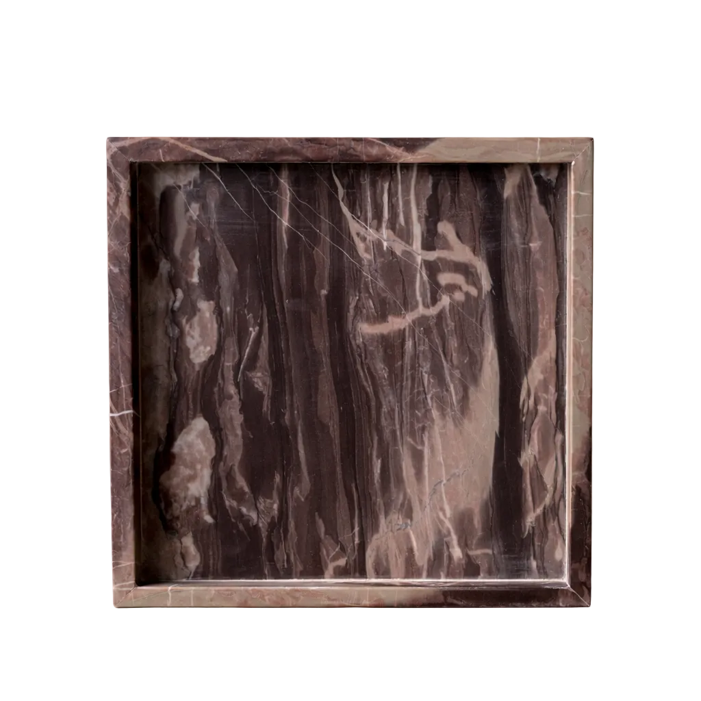 Maroon Marble Square Marble Tray By Luxe B Co.