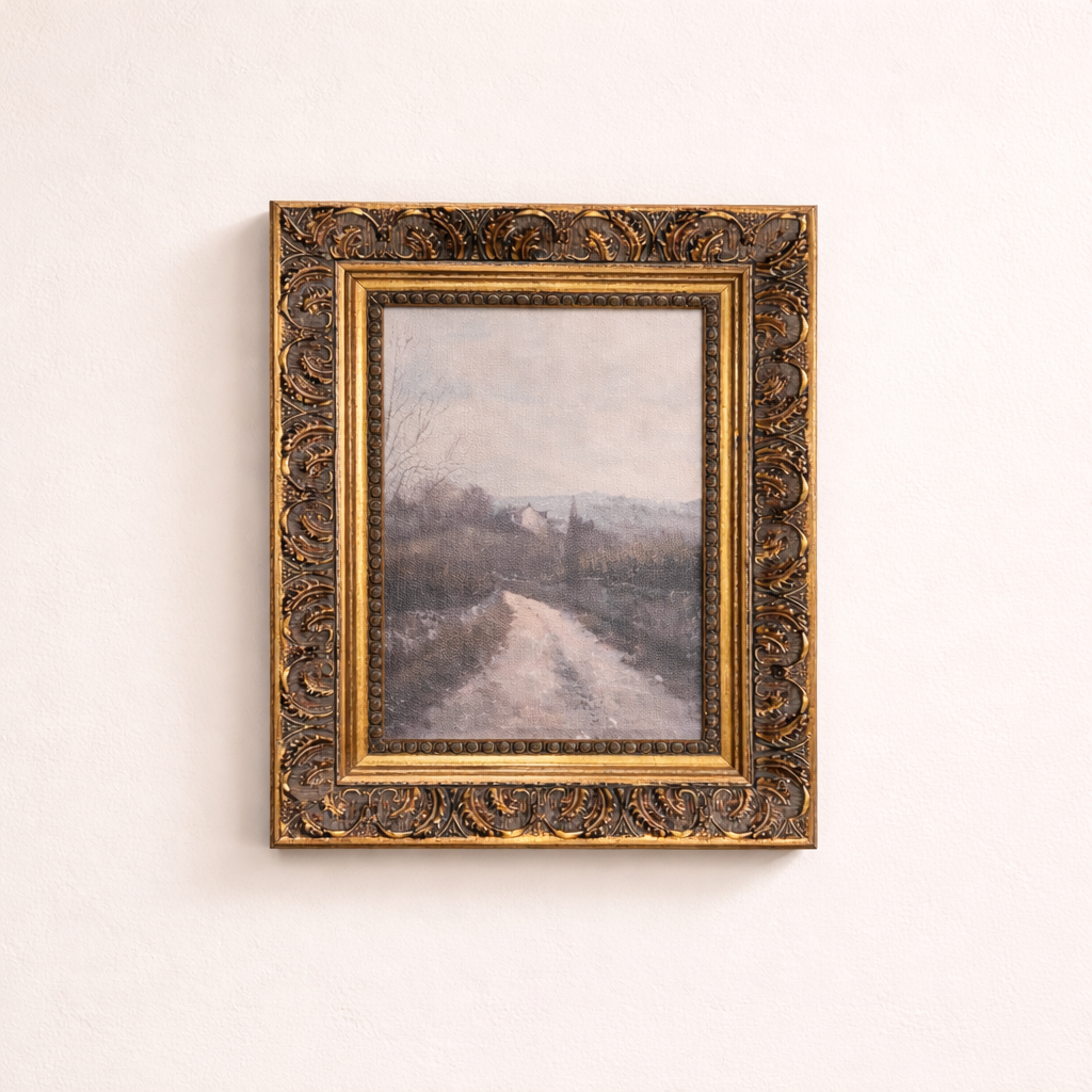 Matin Brumeux | Antique Inspired Gold Leaf Crowned Framed Art By Luxe B Co. 