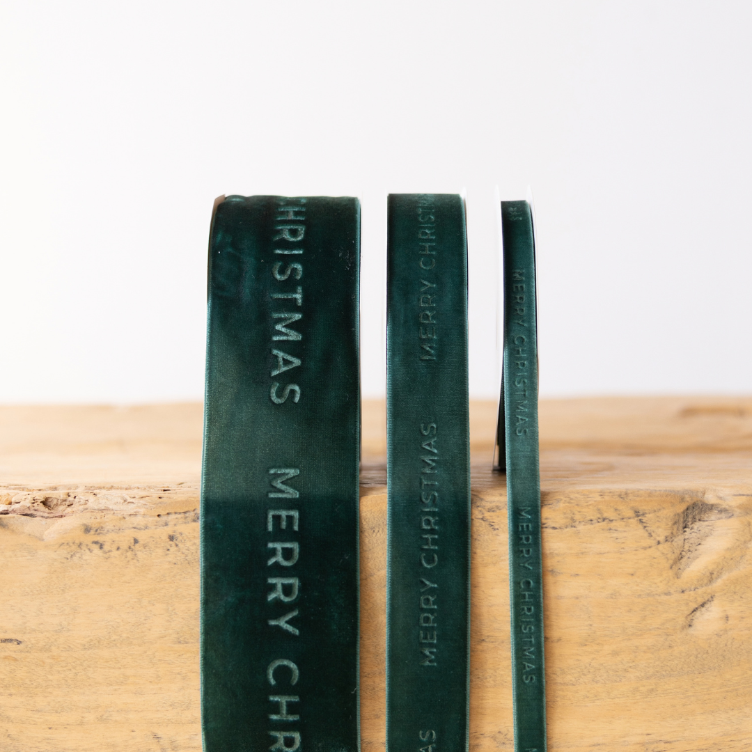 Merry Christmas Ribbon Velvet Green By Luxe B Co. 