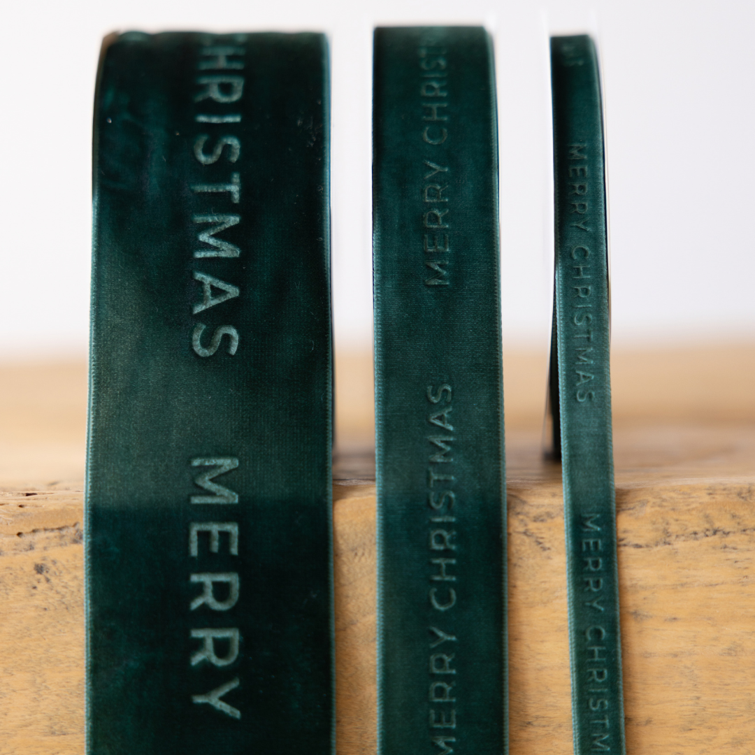Merry Christmas Ribbon Velvet Green By Luxe B Co. 