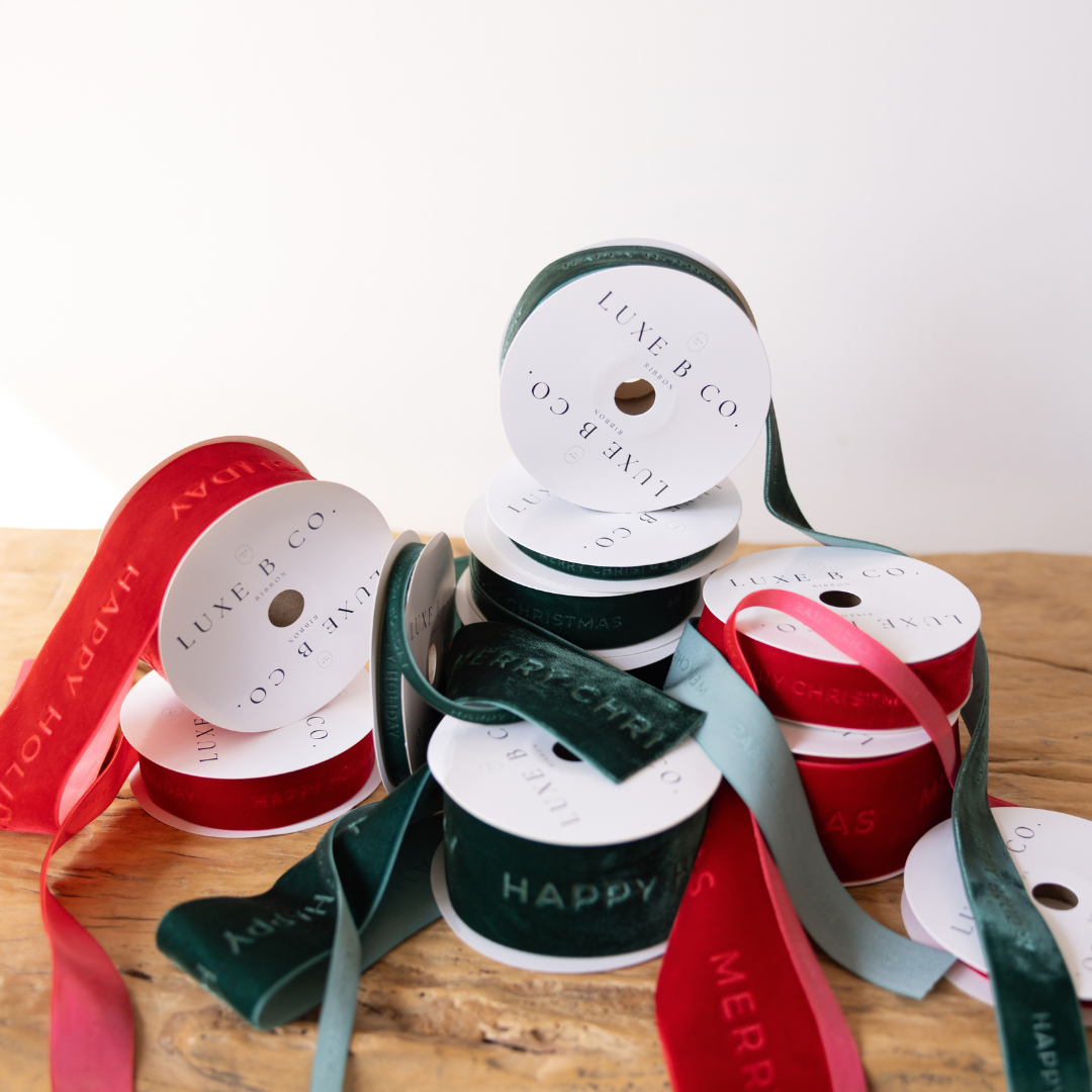 Merry Christmas Ribbon Velvet Green By Luxe B Co. 
