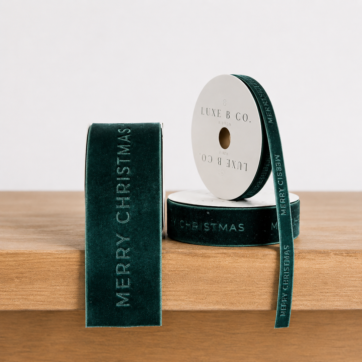 Merry Christmas Ribbon Velvet Green By Luxe B Co. 