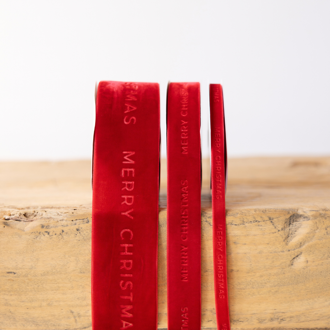 Merry Christmas Ribbon Velvet Red By Luxe B Co. 