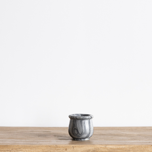 Mini black marble pot by Luxe B Co, showcasing a sleek, polished marble container perfect for small plants or decorative displays.