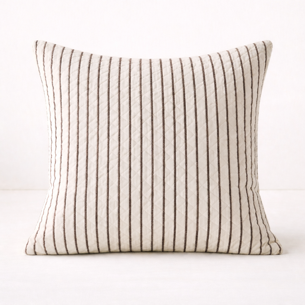Mocha Brown Quilted Stripe Pillow Sham | By Luxe B Co.