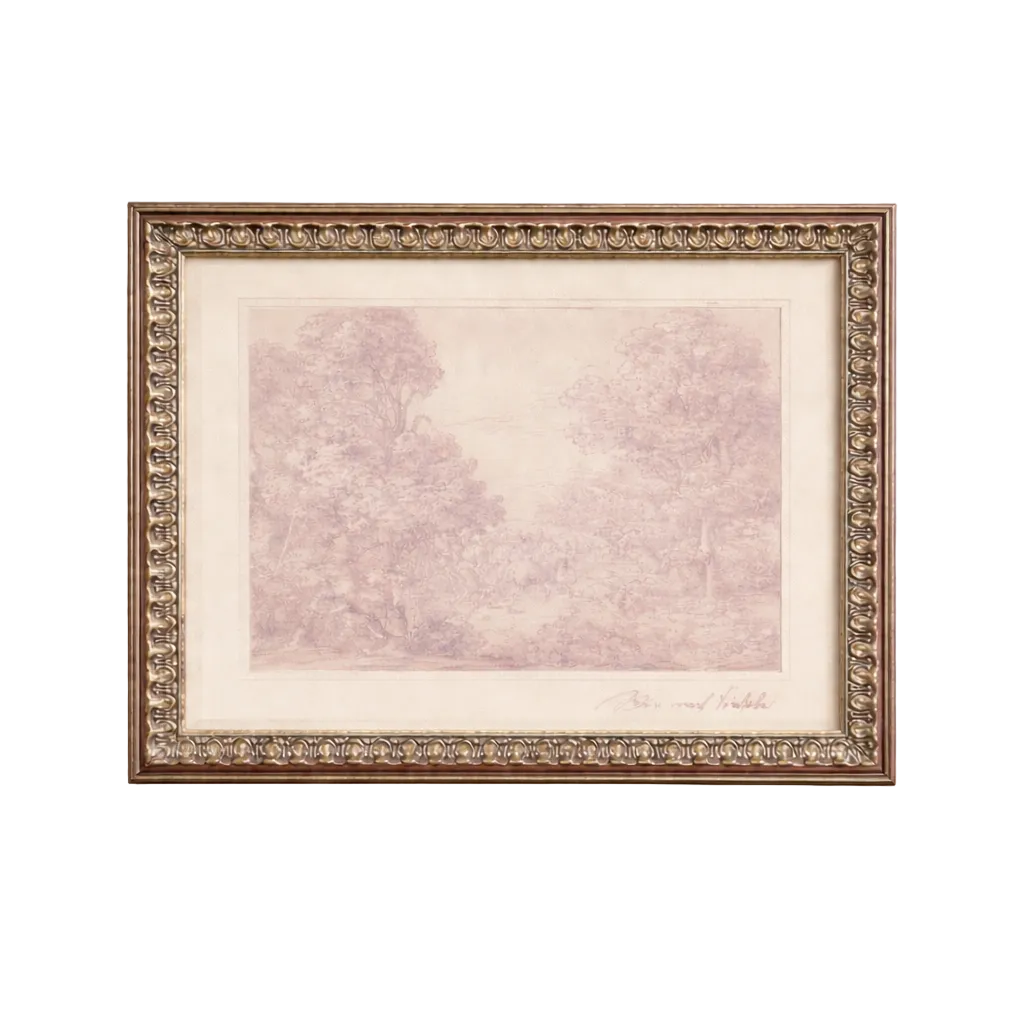 Monteverde Sketch | French Antique Inspired Polished Framed Art By Luxe B Co. 
