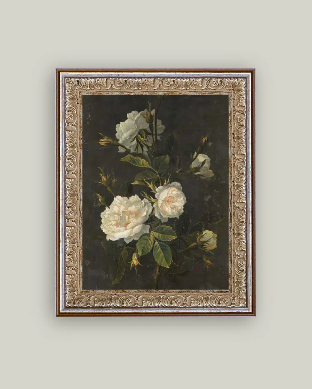 Framed Roses Valentine Rose Vase Framed Antique Inspired Art | By Luxe B Co.