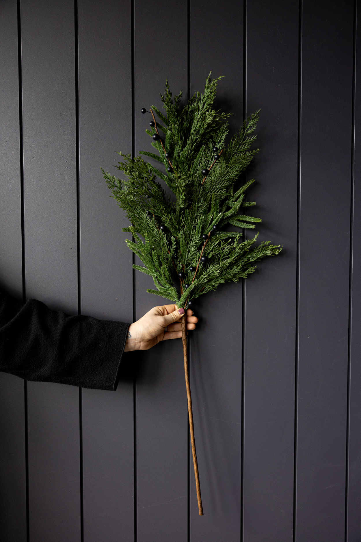 Navy Plum Berry Norfolk Cypress Real Touch Stems - Luxe B Co