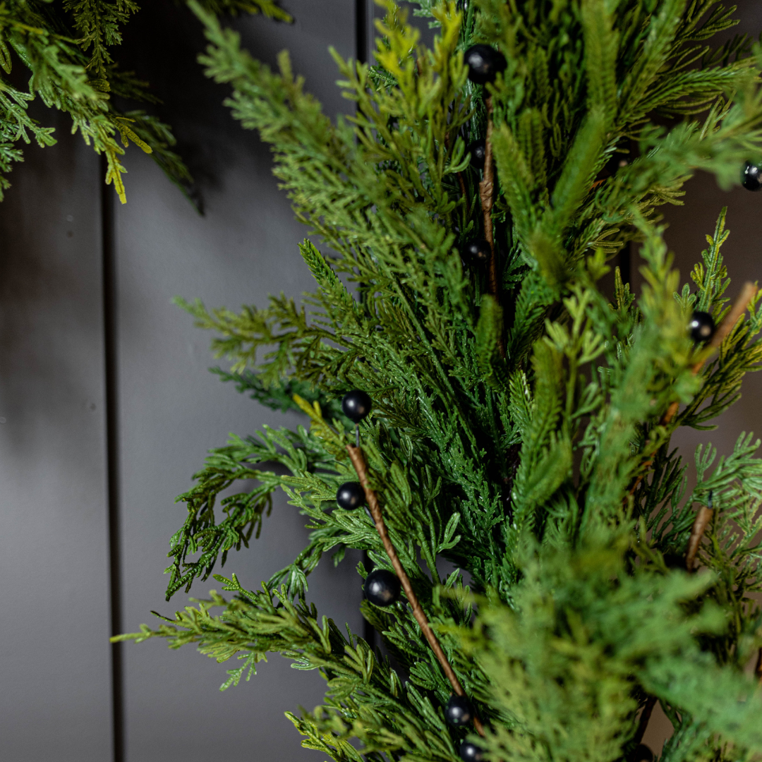 Navy Plum Berry Norfolk Cypress Real Touch Garland - 6 Ft