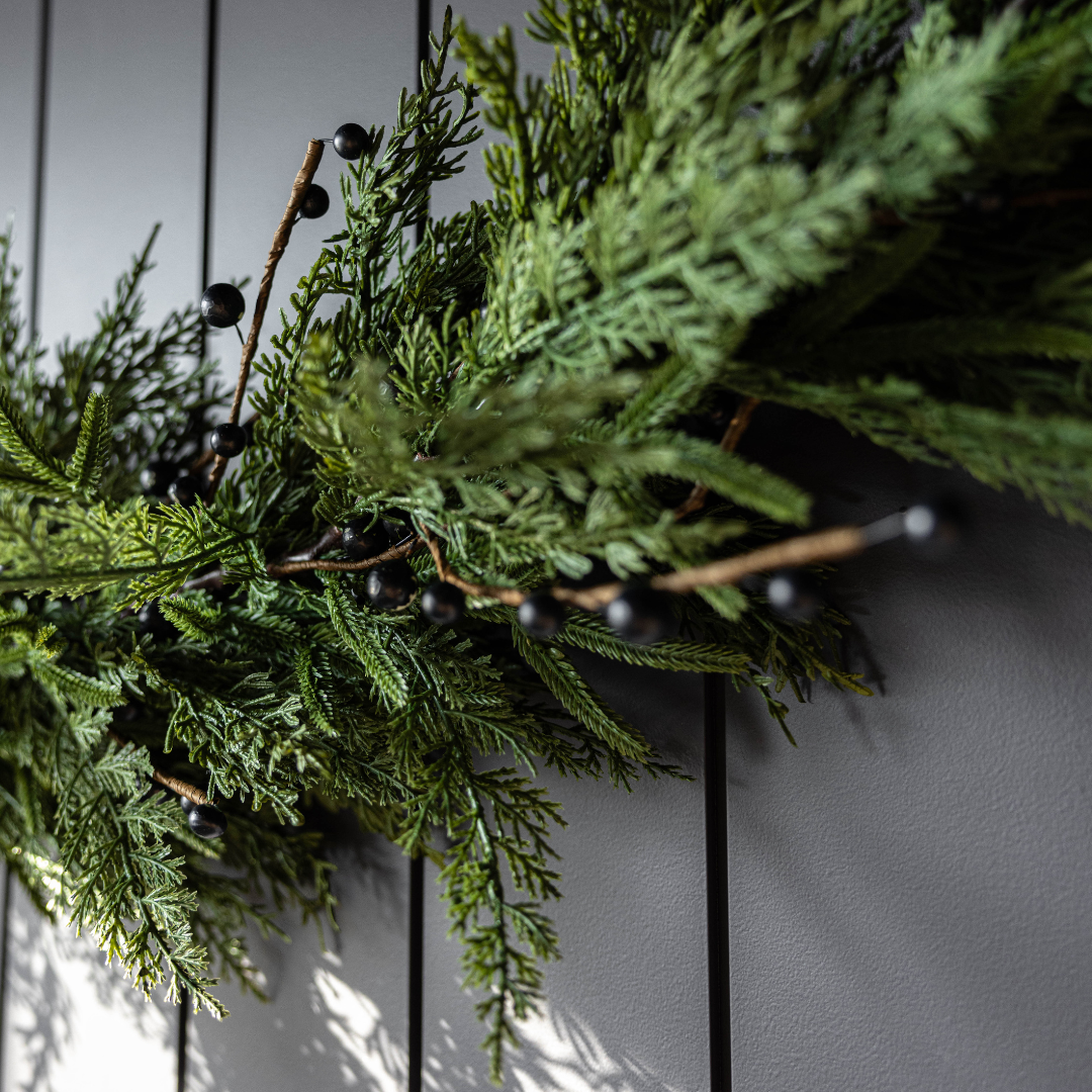 Navy Plum Berry Norfolk Cypress Real Touch Garland - 6 Ft