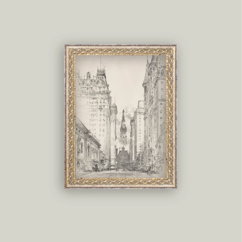 New York Sketch Framed Antique Inspired Art | By Luxe B Co. 