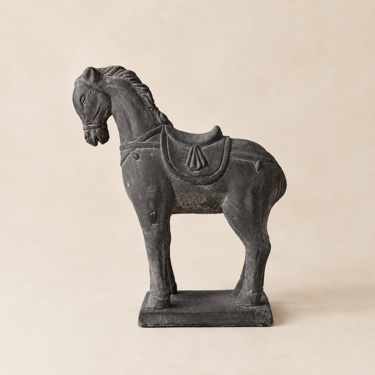 Noble Black Cement Horse Statue By Luxe B Co. 
