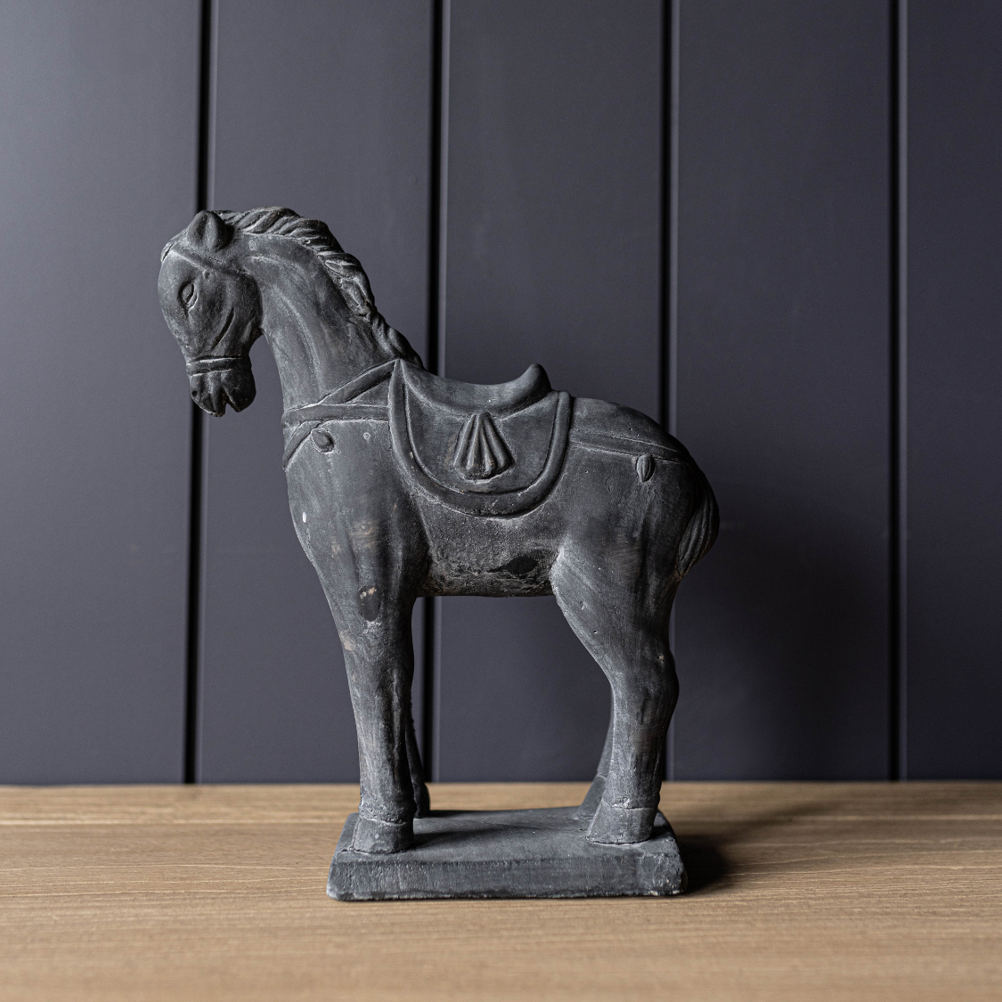 Noble Black Cement Horse Statue By Luxe B Co. 