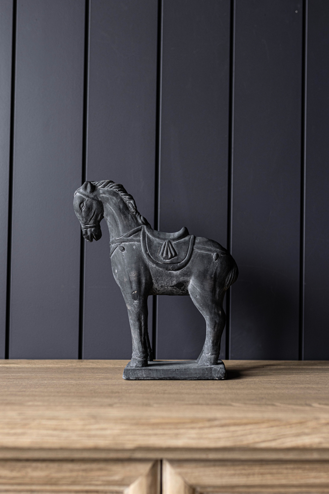 Noble Black Cement Horse Statue By Luxe B Co. 