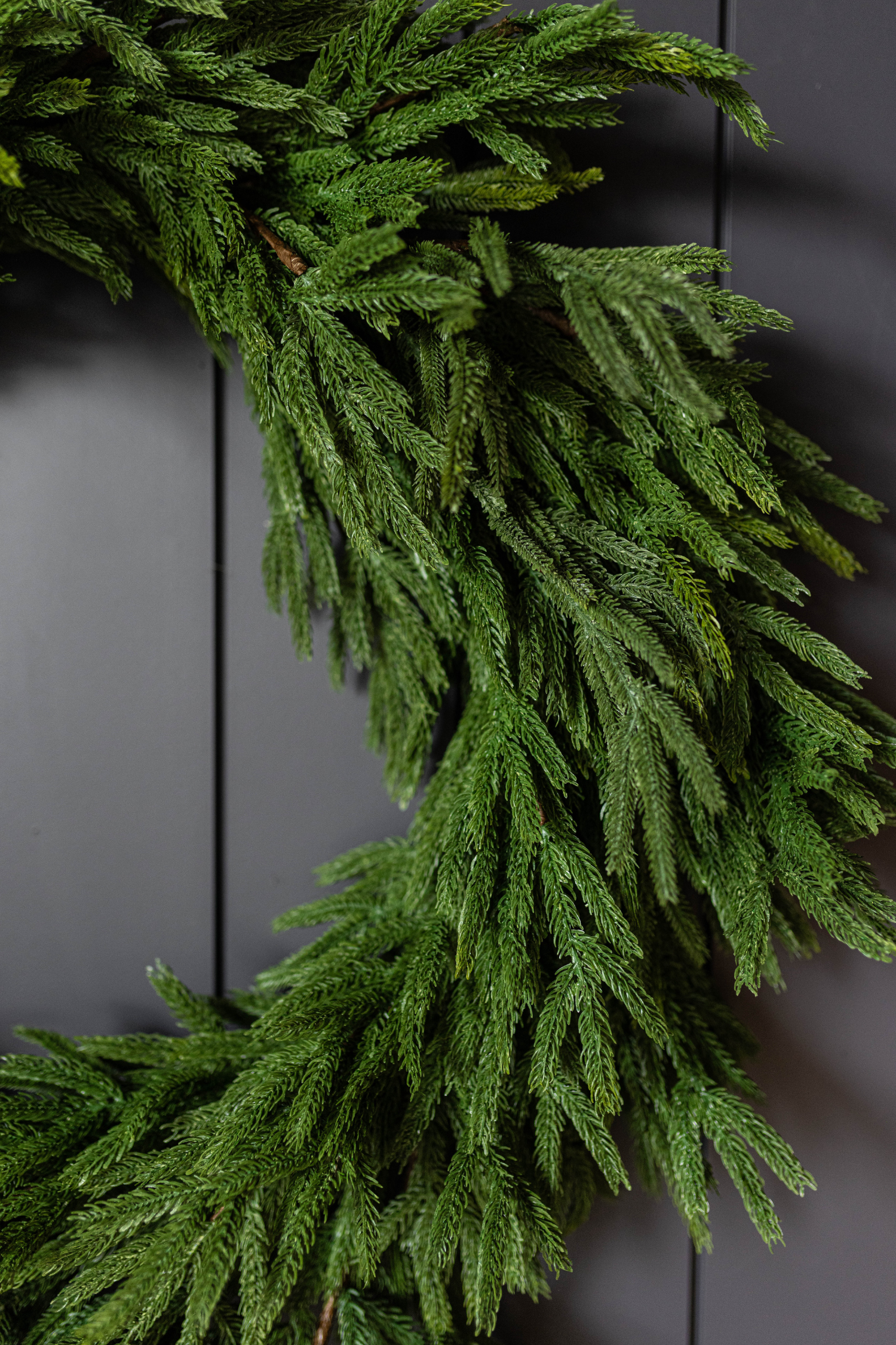 Luxe B Co Norfolk Full Real Touch Wreath, 34-inch artificial wreath with lush greenery and realistic floral details.