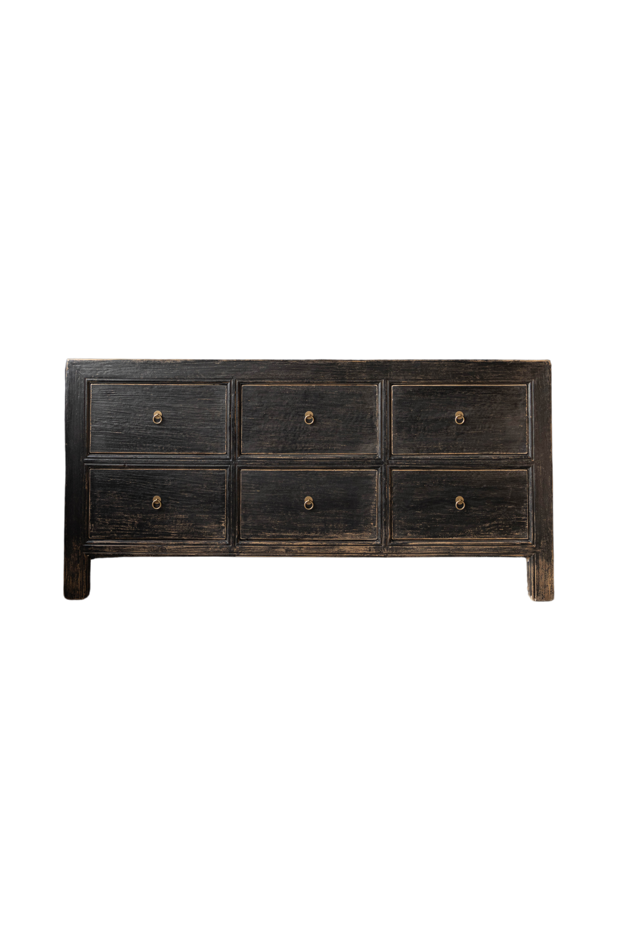 Ojai Reclaimed Elm Wood Black Six Drawer Console - Luxe B Co