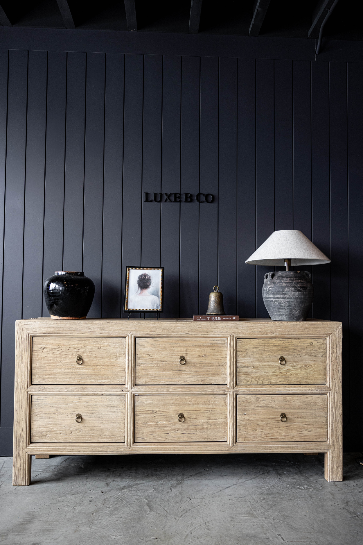 Ojai Elm Wood Elm Six Drawer Console | By Luxe B Co.