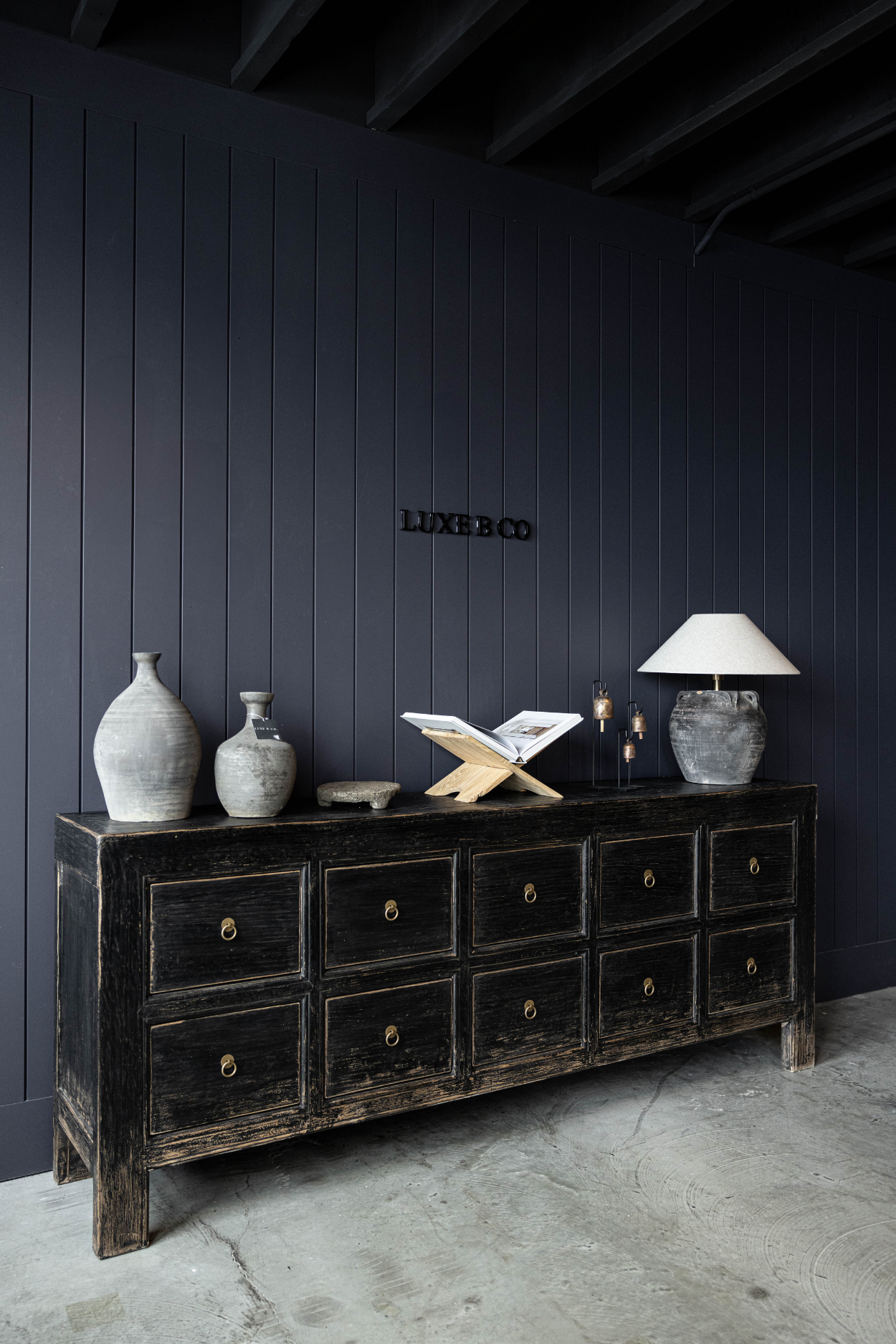 Ojai Reclaimed Elm Wood Ten Drawer Console | By Luxe B Co.