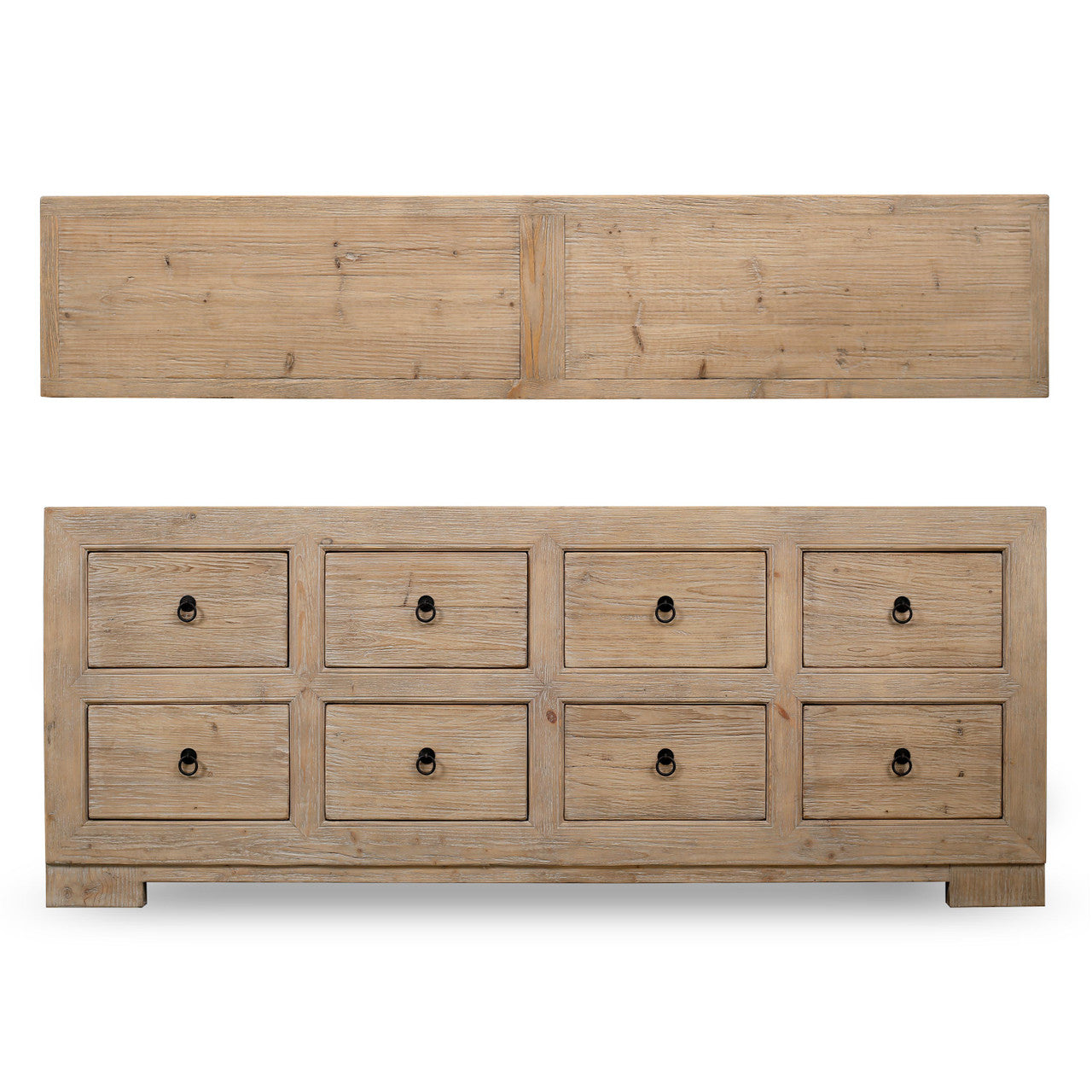 Ojai Reclaimed Elm Wood Elm Eight Drawer Console | By Luxe B Co.