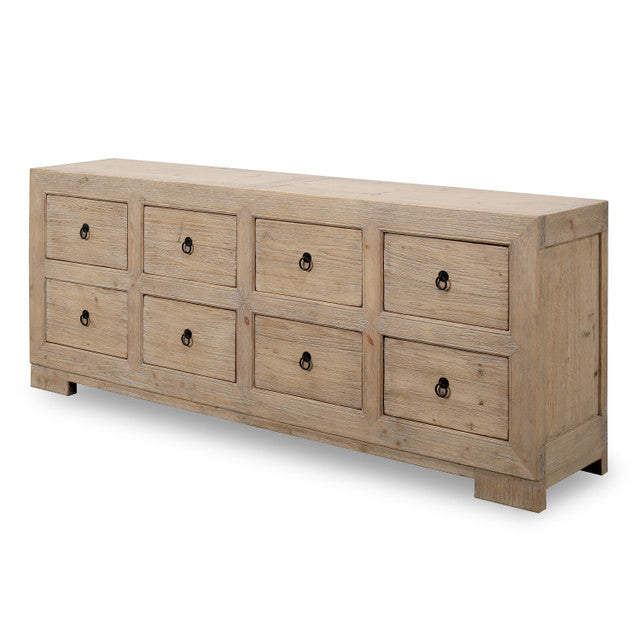 Ojai Reclaimed Elm Wood Elm Eight Drawer Console | By Luxe B Co.