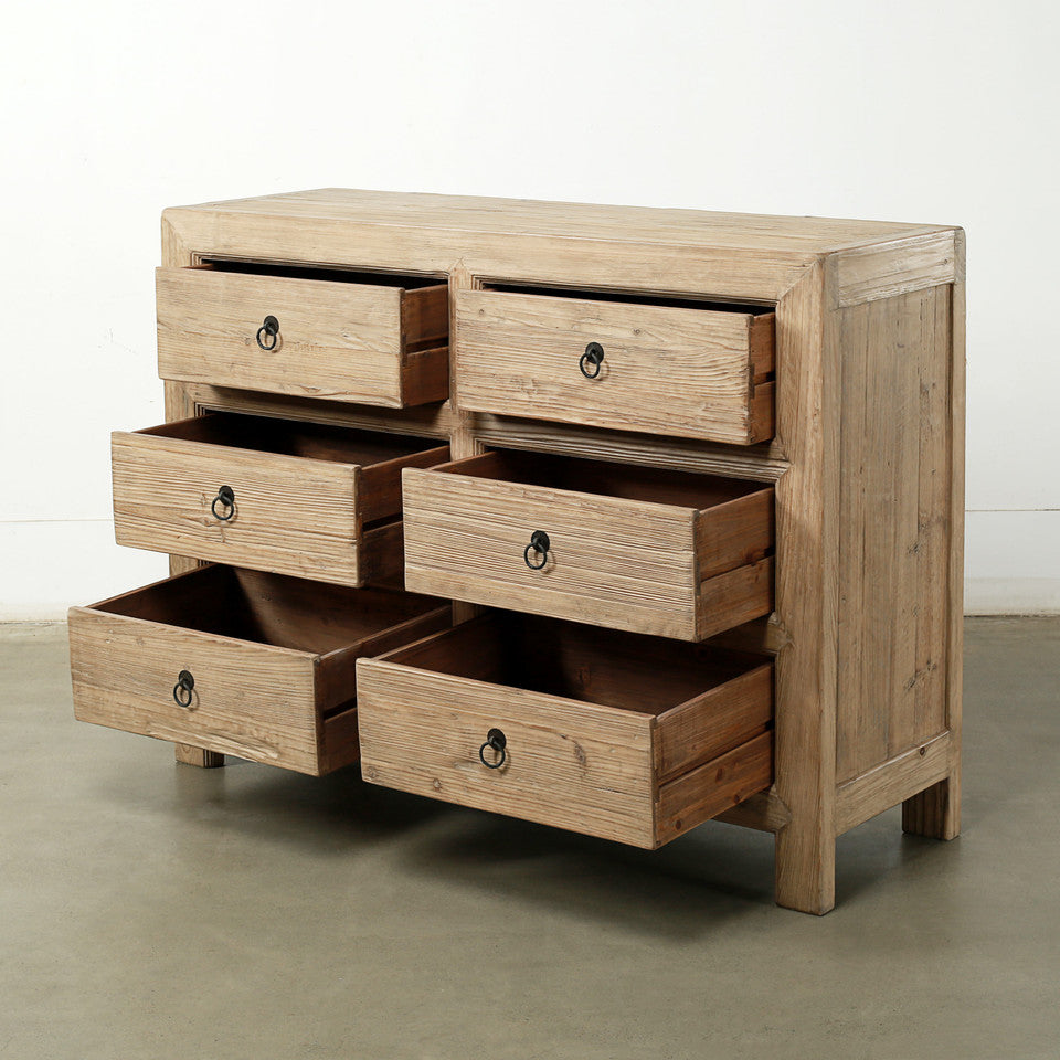 Ojai Reclaimed Elm Wood Elm Eight Tall Drawer Console | By Luxe B Co.