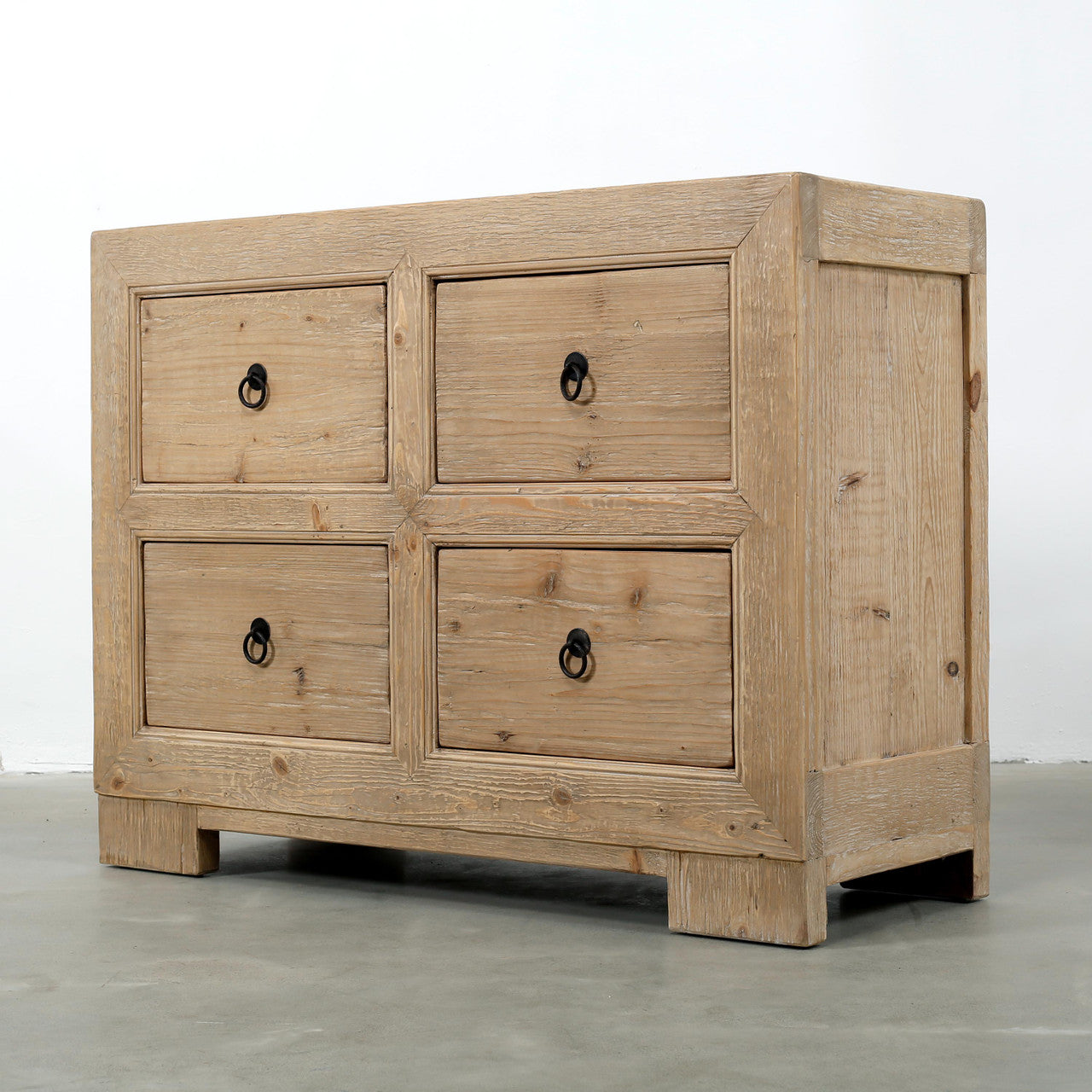 Ojai Reclaimed Elm Wood Elm Four Drawer Console | By Luxe B Co.