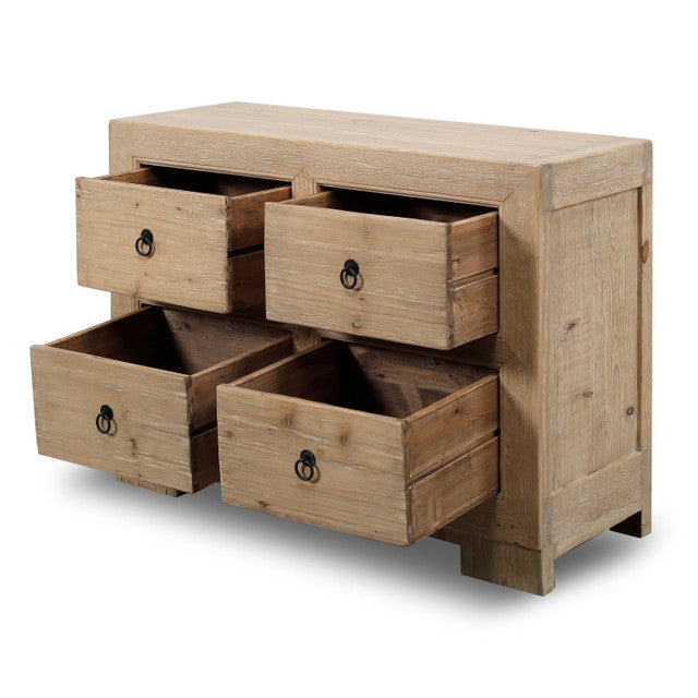 Ojai Reclaimed Elm Wood Elm Four Drawer Console | By Luxe B Co.