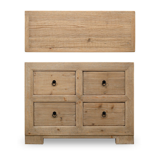 Ojai Reclaimed Elm Wood Elm Four Drawer Console | By Luxe B Co.