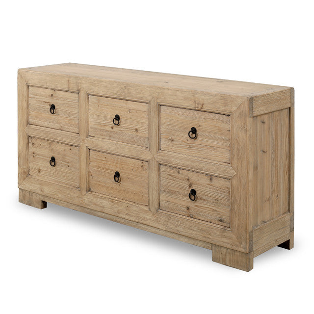 Ojai Reclaimed Elm Wood Elm Six Drawer Console | By Luxe B Co.