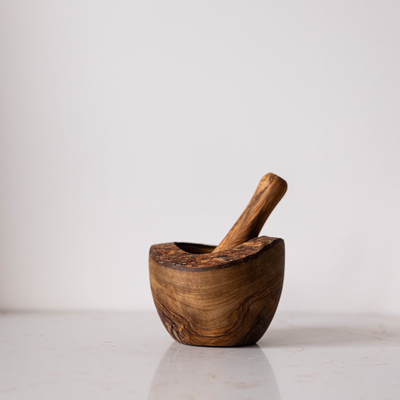 Olive Wood Round Mortar | By Luxe B Co.