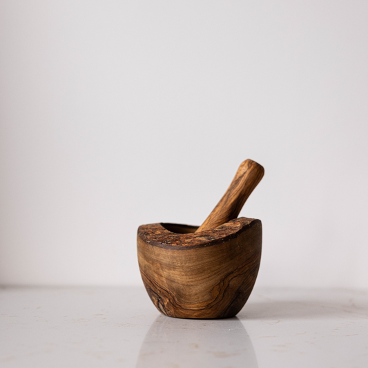 Olive Wood Round Mortar | By Luxe B Co.