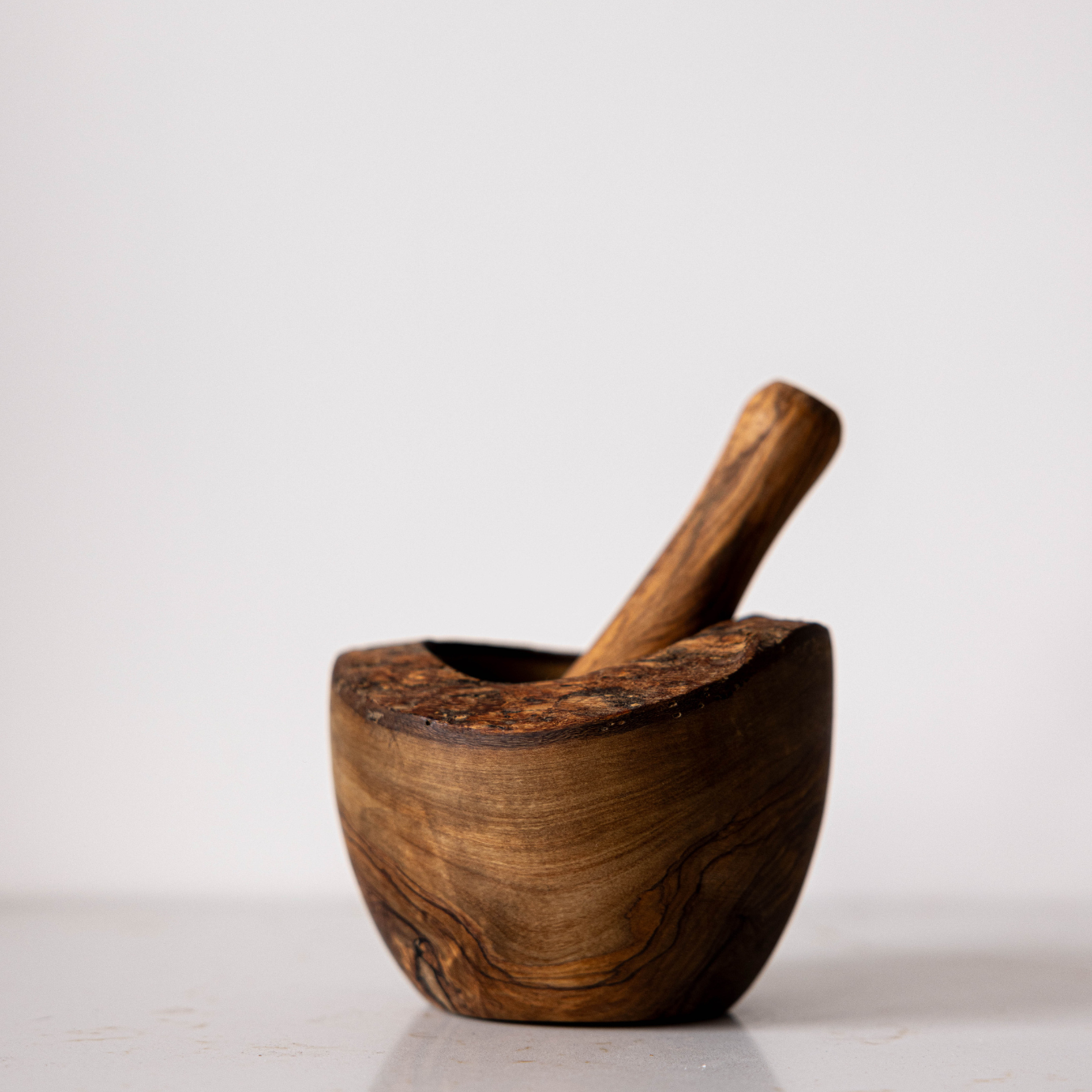 Olive Wood Round Mortar | By Luxe B Co.