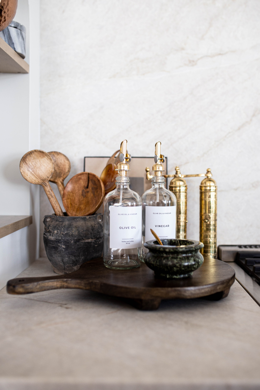 Olive & Vinegar Glass Clear Bottles | Luxe B Co
